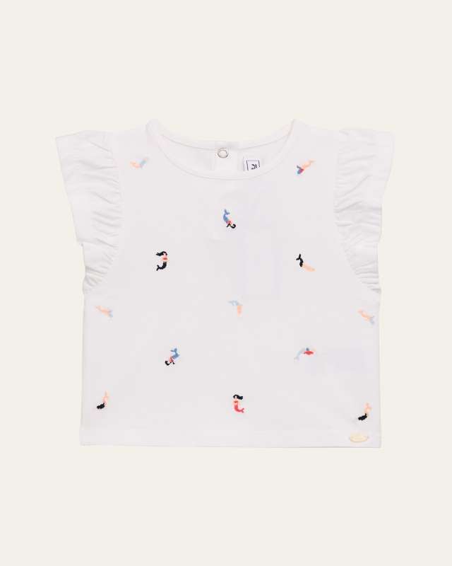 Girl's Embroidered Mermaid T-Shirt, Size 6M-4